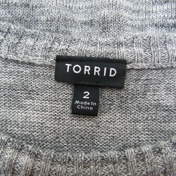 TORRID Women's Gray Marled Embellished Scoop Neck Pullover Sweater 2 Rhinestone - Picture 8 of 10